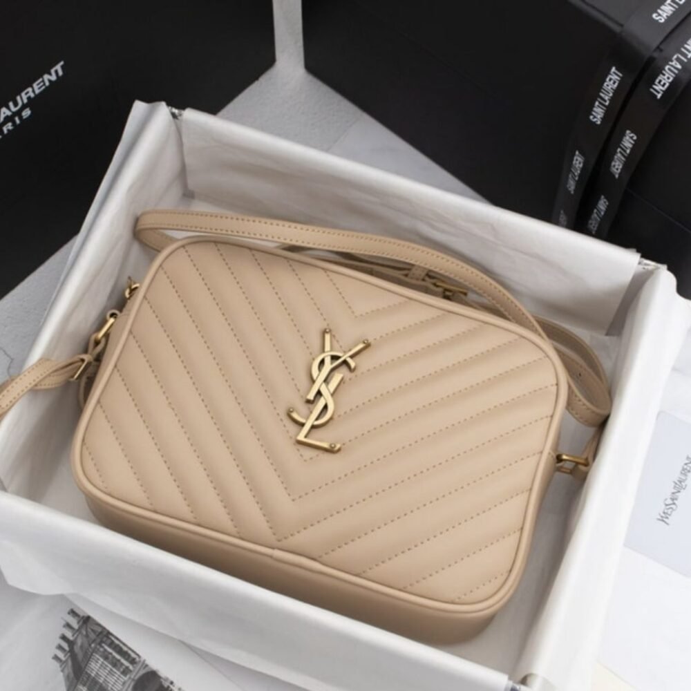 Saint Laurent Lou Camera Bag In Quilted Leather Beige Gold 23Cm 612544DV7072721
