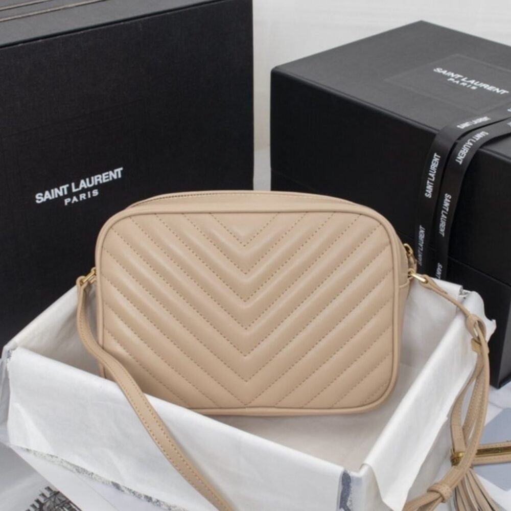 Saint Laurent Lou Camera Bag In Quilted Leather Beige Gold 23Cm 612544DV7072721