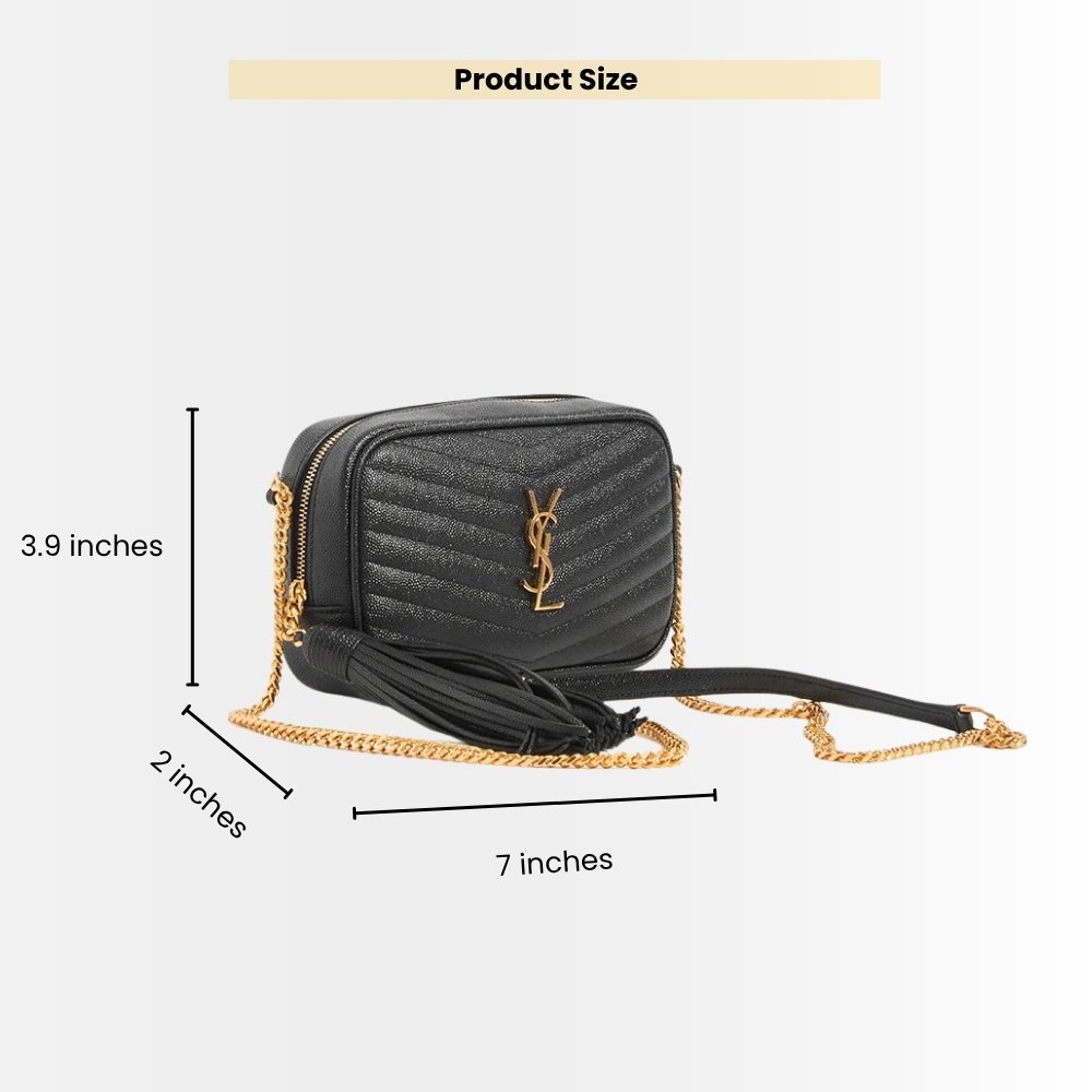 Saint Laurent Lou Camera Bag In Quilted Noir Leather Black Gold 18Cm