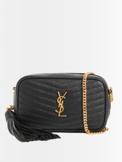 Saint Laurent Lou Camera Bag In Quilted Noir Leather Black Gold 18Cm