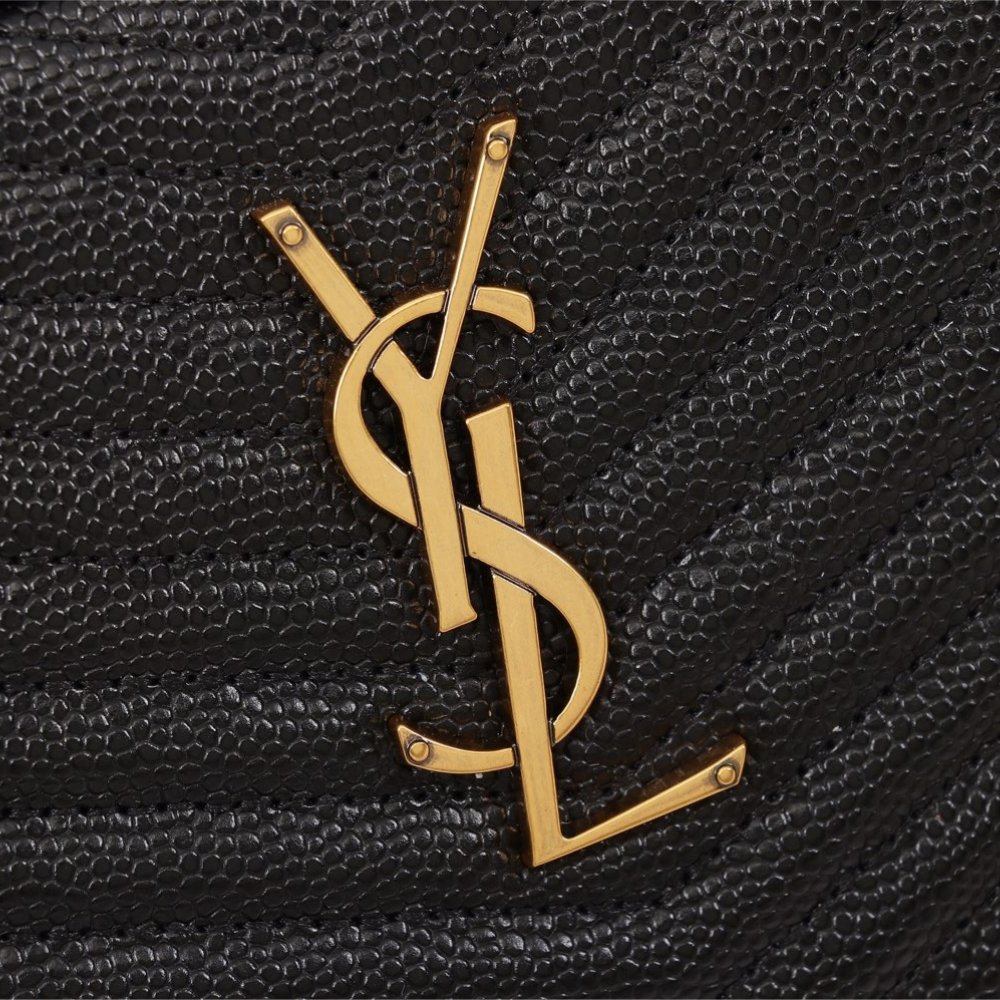 Saint Laurent Lou Camera Bag In Quilted Noir Leather Black Gold 18Cm