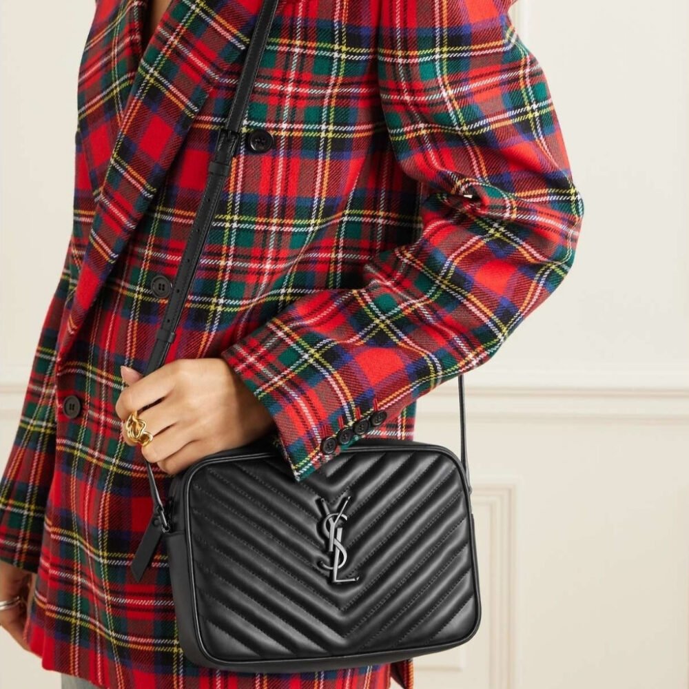 Saint Laurent Lou Camera Bag Silver Metal Black 23Cm 761554DV7041000