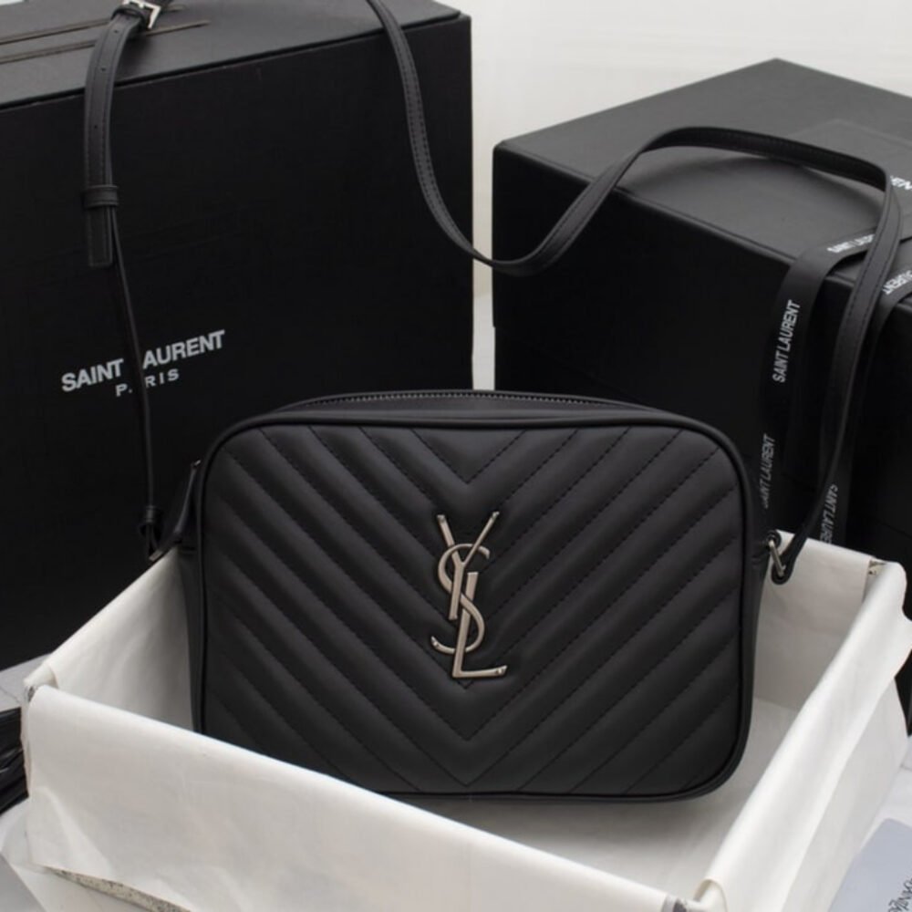 Saint Laurent Lou Camera Bag Silver Metal Black 23Cm 761554DV7041000