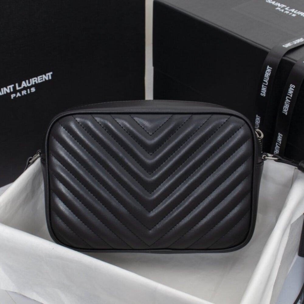 Saint Laurent Lou Camera Bag Silver Metal Black 23Cm 761554DV7041000