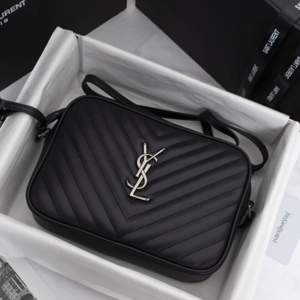 Saint Laurent Lou Camera Bag Silver Metal Black 23Cm 761554DV7041000