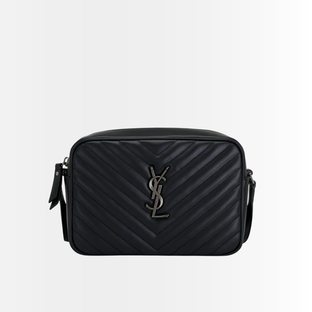 Saint Laurent Lou Camera Bag Silver Metal Black 23Cm 761554DV7041000