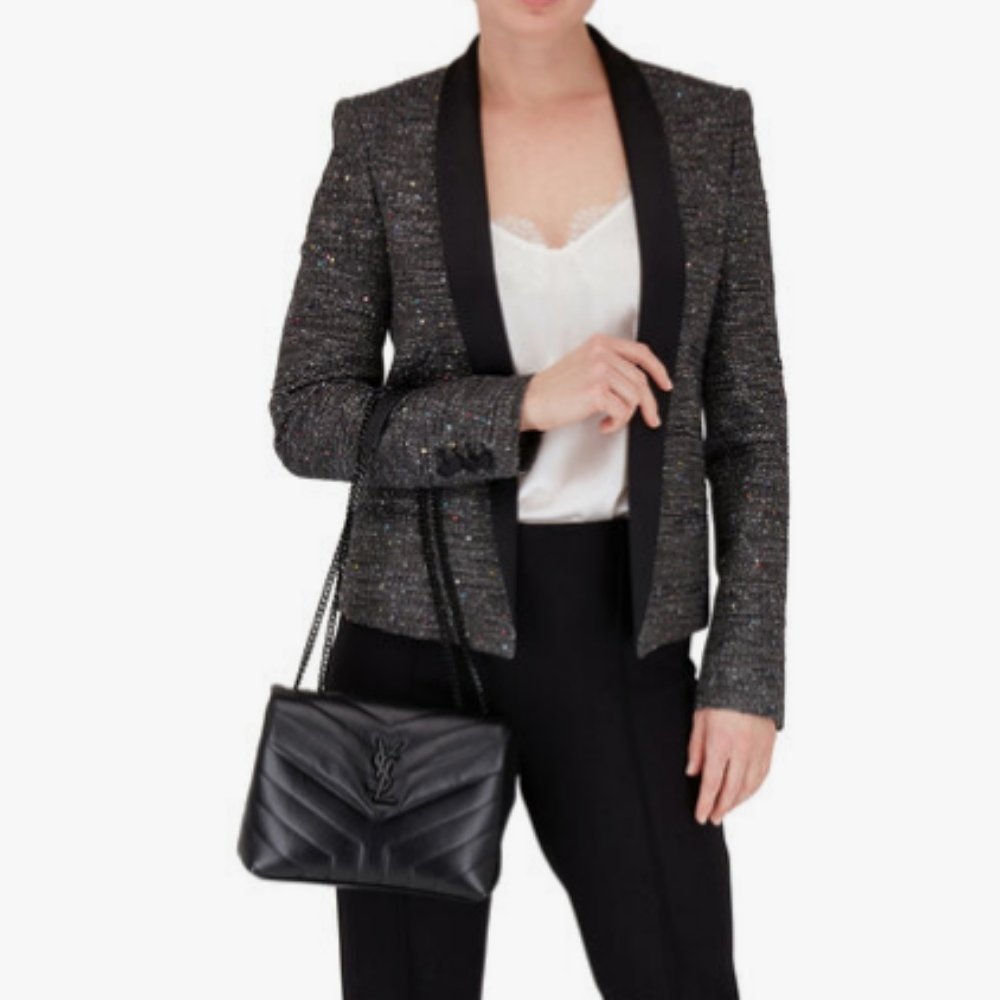 Saint Laurent Loulou Medium Full Black Shoulder Bag 32cm 574946DV7281000