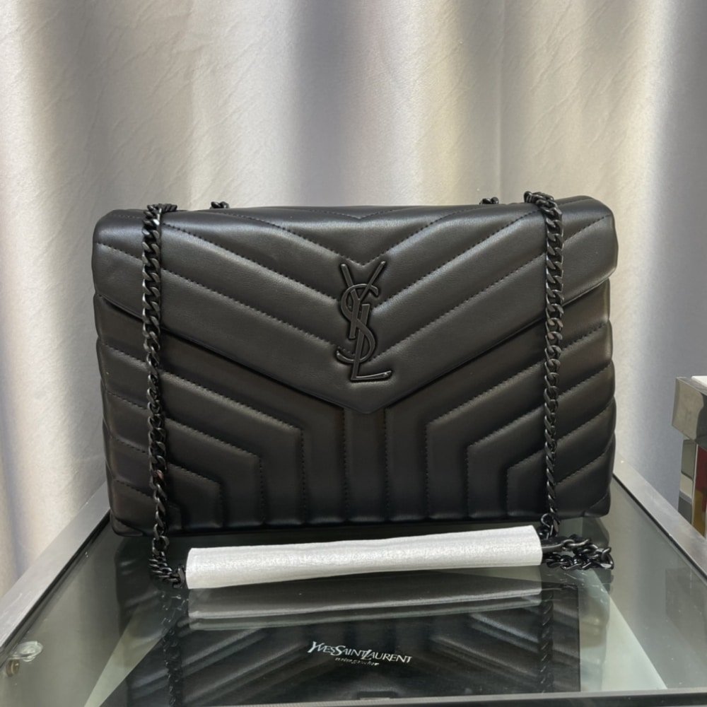 Saint Laurent Loulou Medium Full Black Shoulder Bag 32cm 574946DV7281000