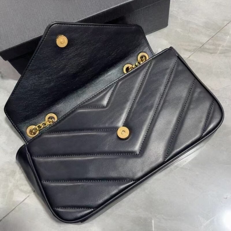 Saint Laurent Loulou Medium In Matelassé Black 29Cm 801439AAEAX1000