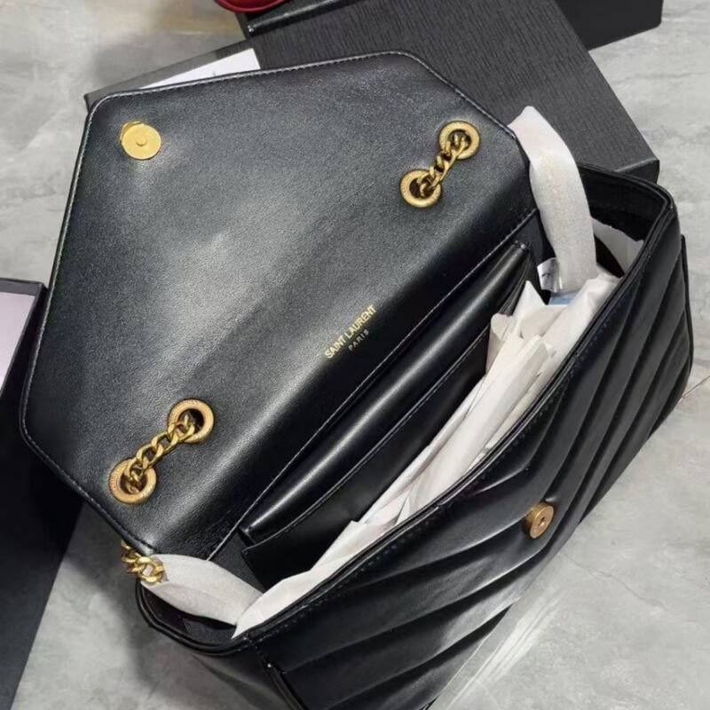 Saint Laurent Loulou Medium In Matelassé Black 29Cm 801439AAEAX1000