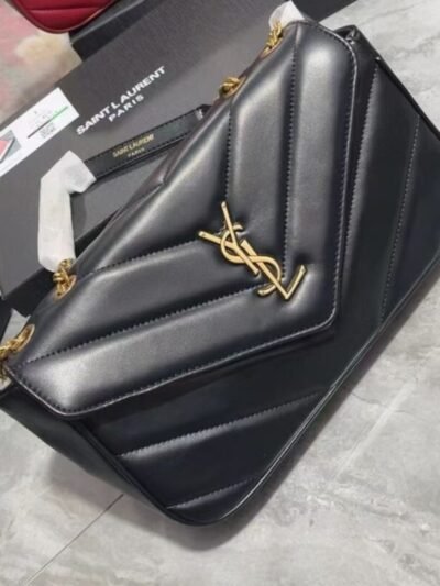 Saint Laurent Loulou Medium In Matelassé Black 29Cm 801439AAEAX1000