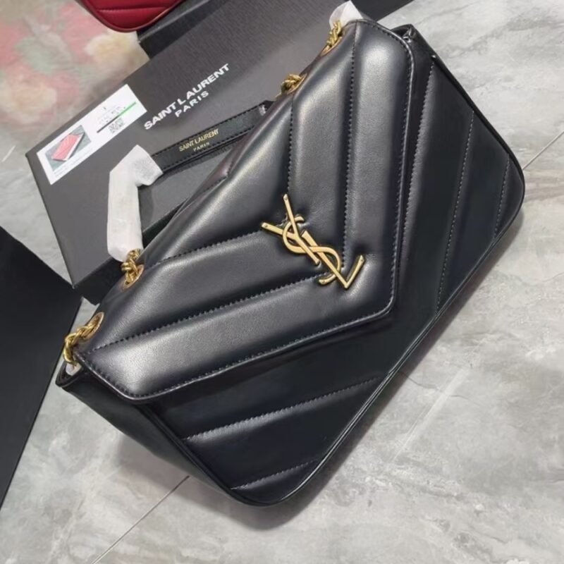 Saint Laurent Loulou Medium In Matelassé Black 29Cm 801439AAEAX1000