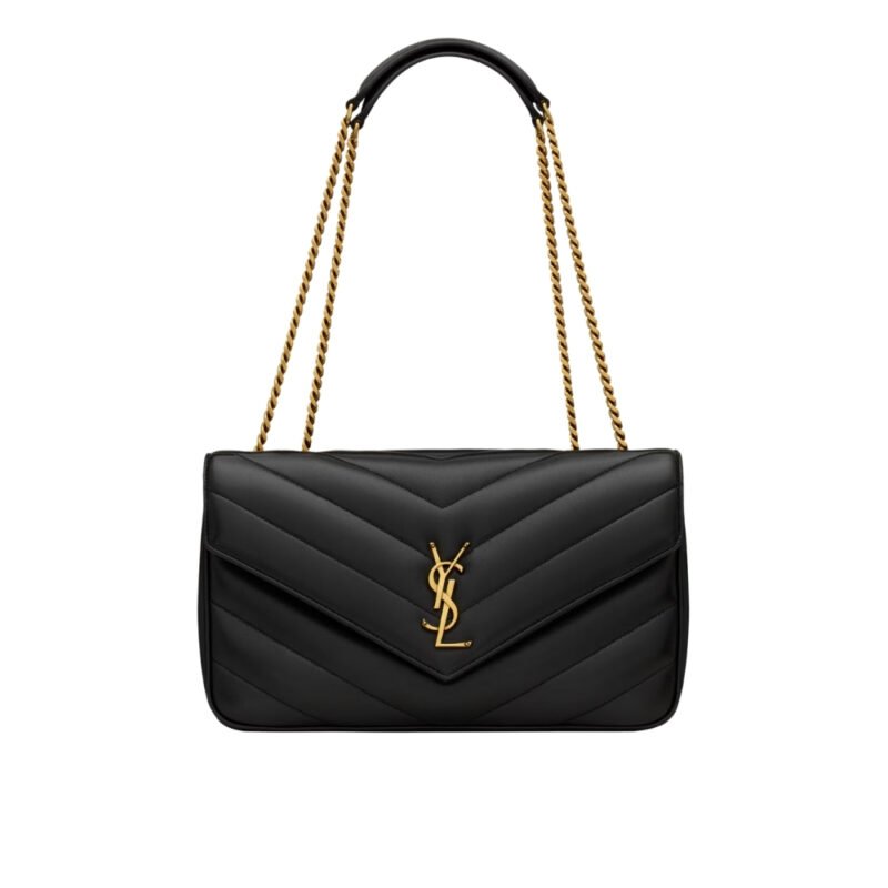 Saint Laurent Loulou Medium In Matelassé Black 29Cm 801439AAEAX1000