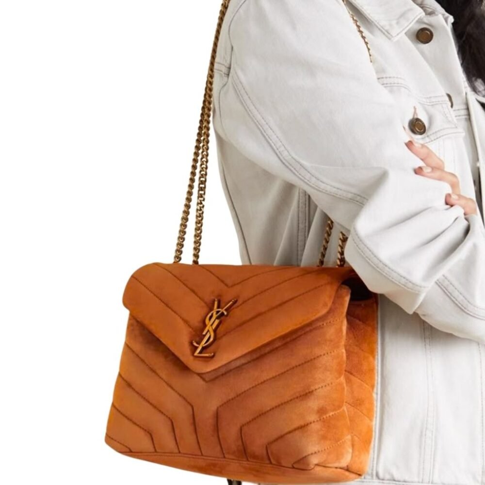 Saint Laurent Loulou Medium In Suede Cinnamon Brown 31Cm 5749461U8C77761