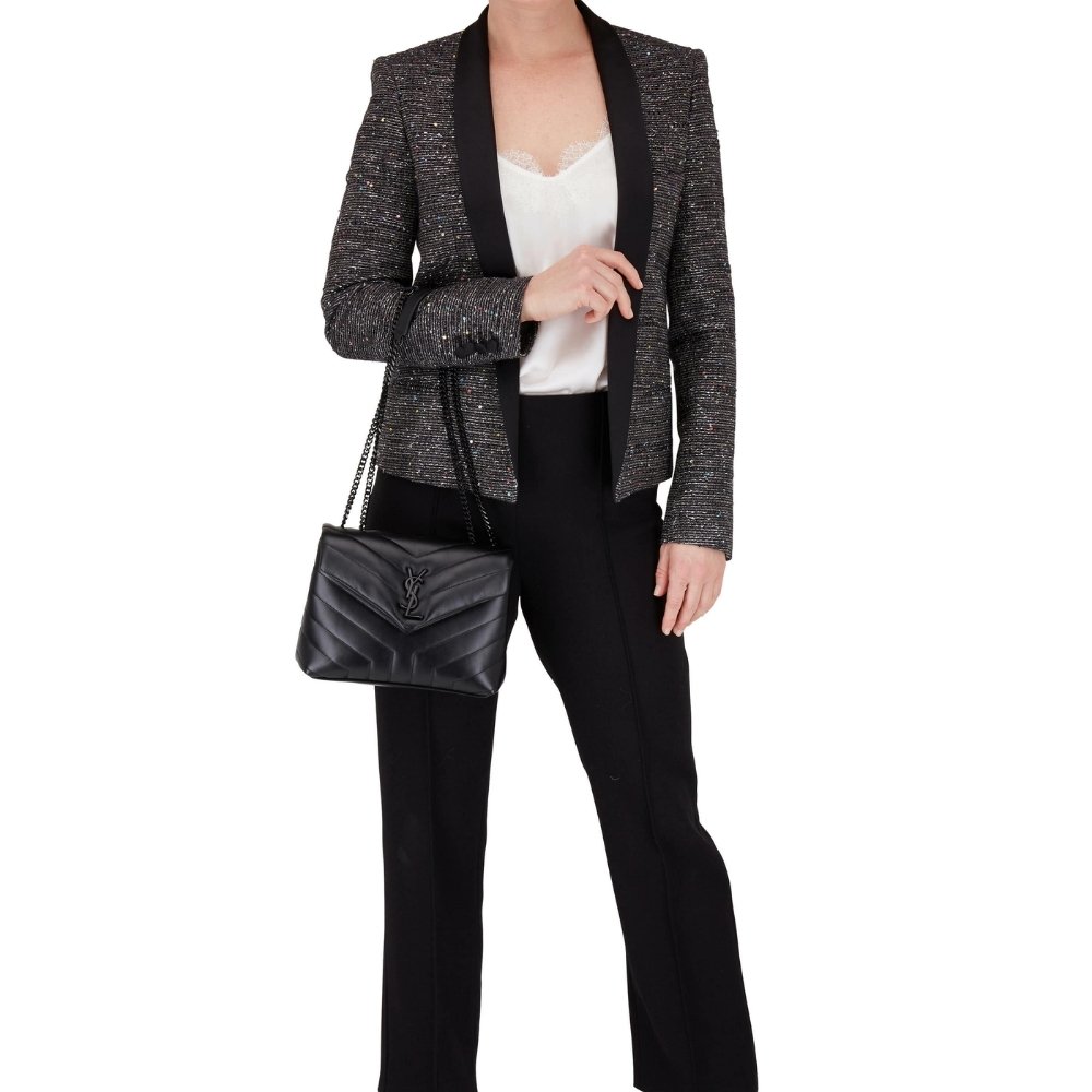 Saint Laurent Loulou Small Full Black Shoulder Bag 24cm