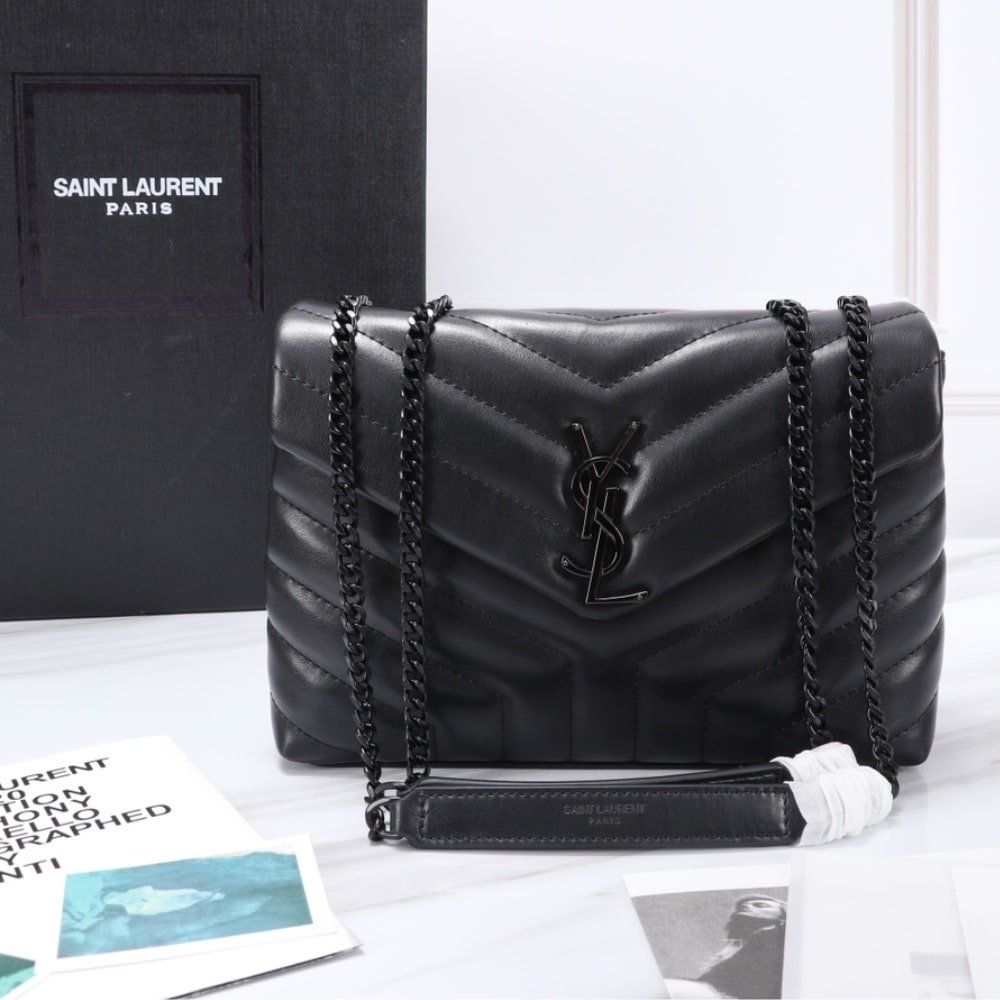Saint Laurent Loulou Small Full Black Shoulder Bag 24cm