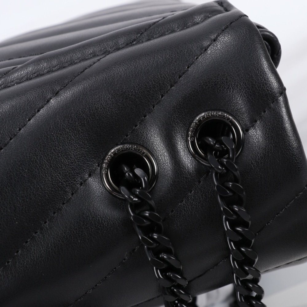 Saint Laurent Loulou Small Full Black Shoulder Bag 24cm