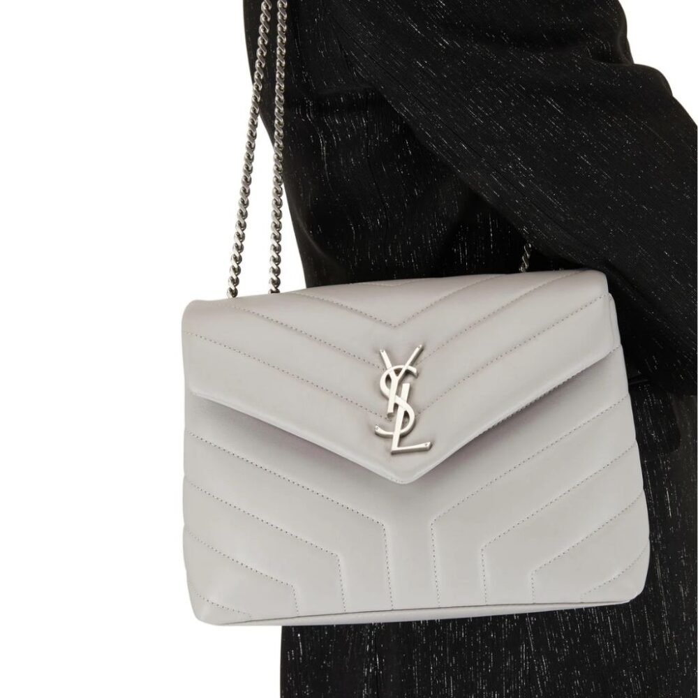 Saint Laurent Loulou Small Grey Nickel 25cm