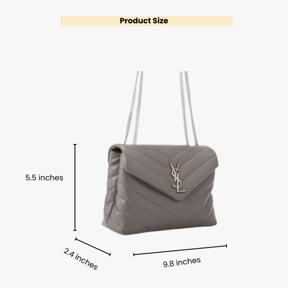 Saint Laurent Loulou Small Grey Nickel 25cm