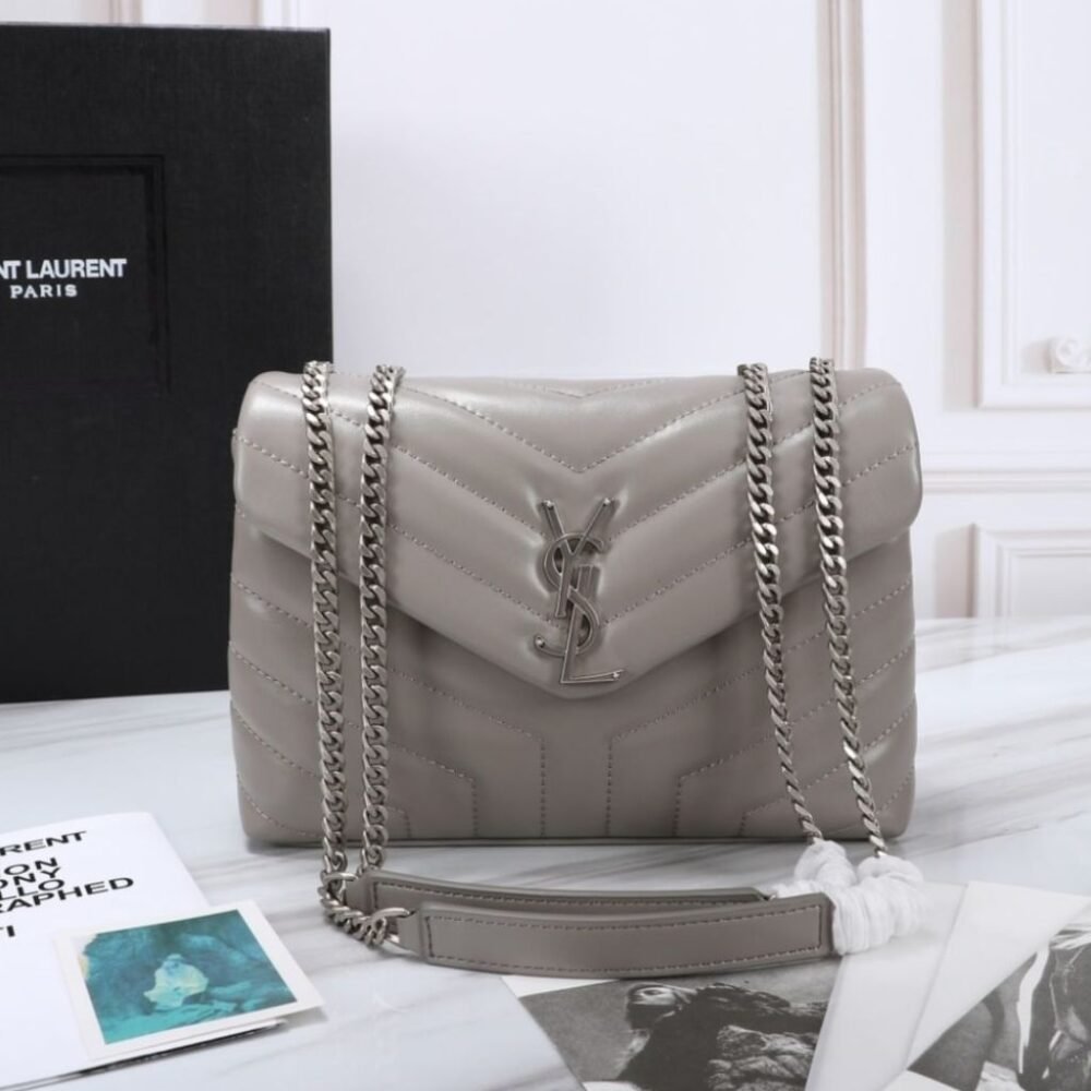 Saint Laurent Loulou Small Grey Nickel 25cm