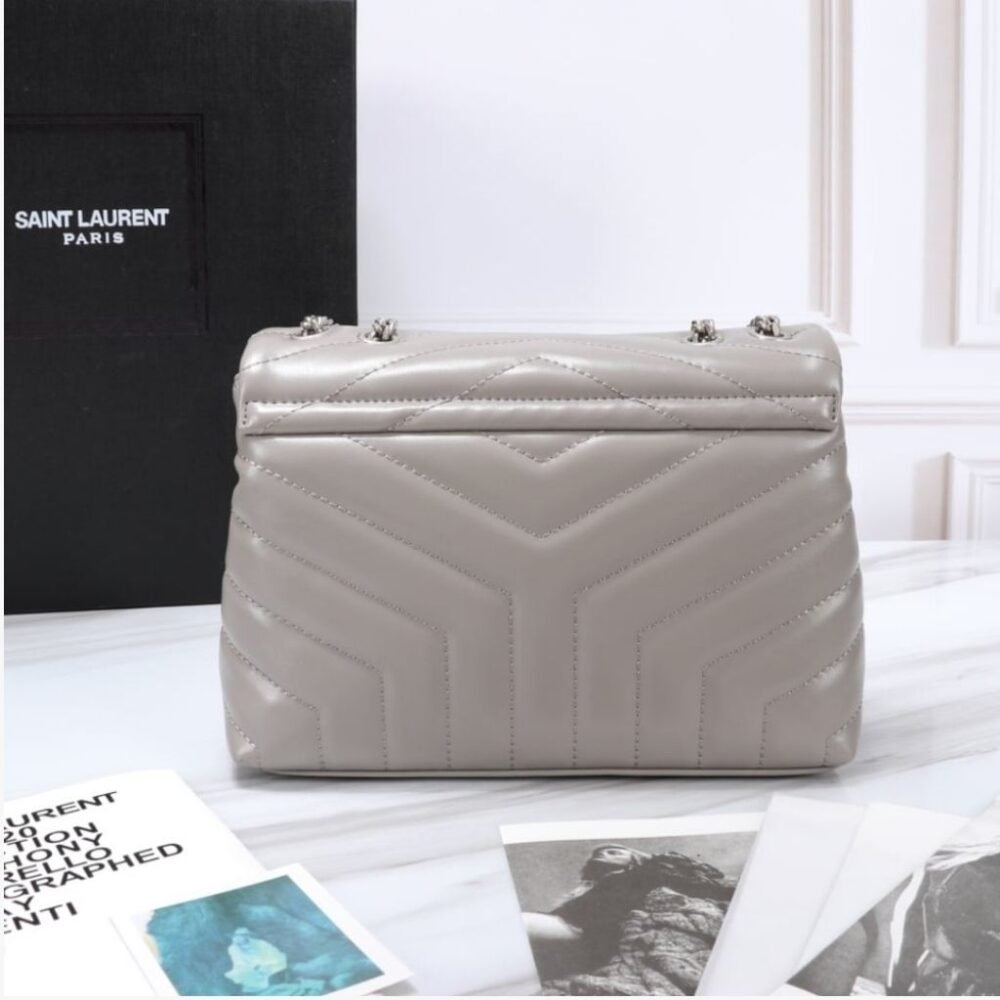 Saint Laurent Loulou Small Grey Nickel 25cm