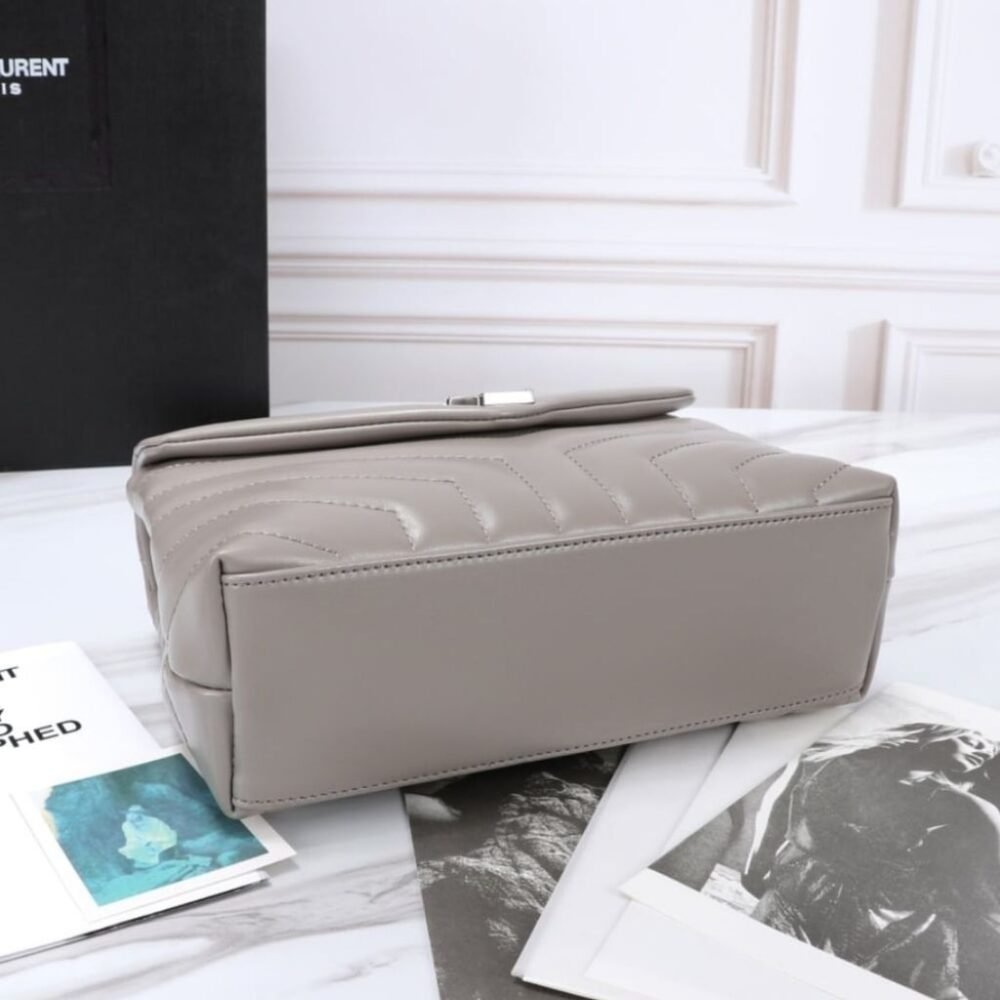 Saint Laurent Loulou Small Grey Nickel 25cm