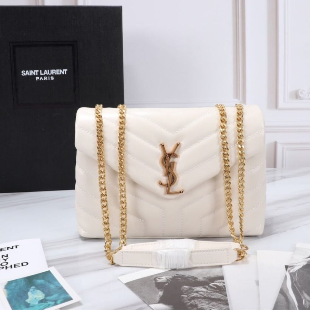 Saint Laurent Loulou Small White Chain Strap 25cm