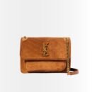 Saint Laurent Medium Niki Baby Chain Bag In Suede Brown 28cm