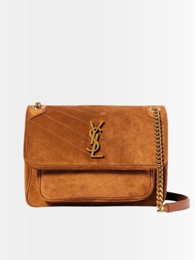 Saint Laurent Medium Niki Baby Chain Bag In Suede Brown 28cm