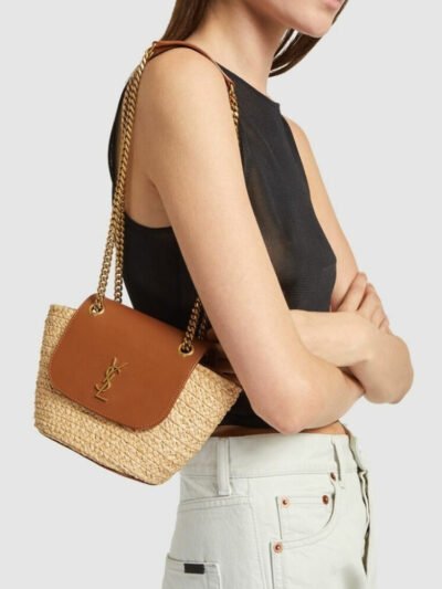 Saint Laurent Mini Manon In Raffia And Tanned Leather 23Cm 774269GAAED9051