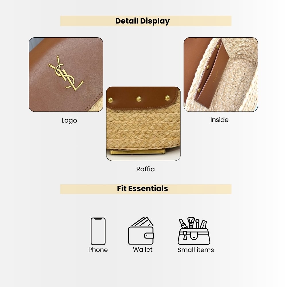 Saint Laurent Mini Manon In Raffia And Tanned Leather 23Cm 774269GAAED9051