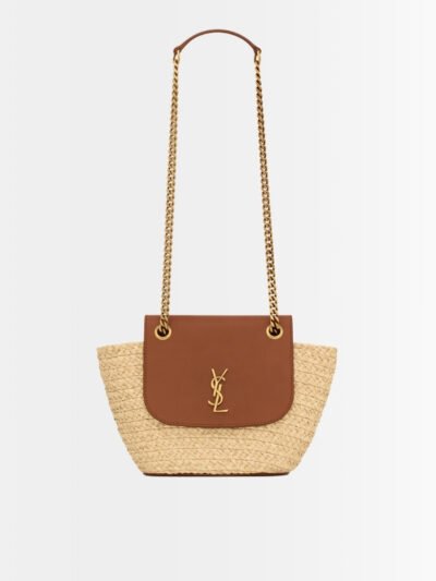 Saint Laurent Mini Manon In Raffia And Tanned Leather 23Cm 774269GAAED9051