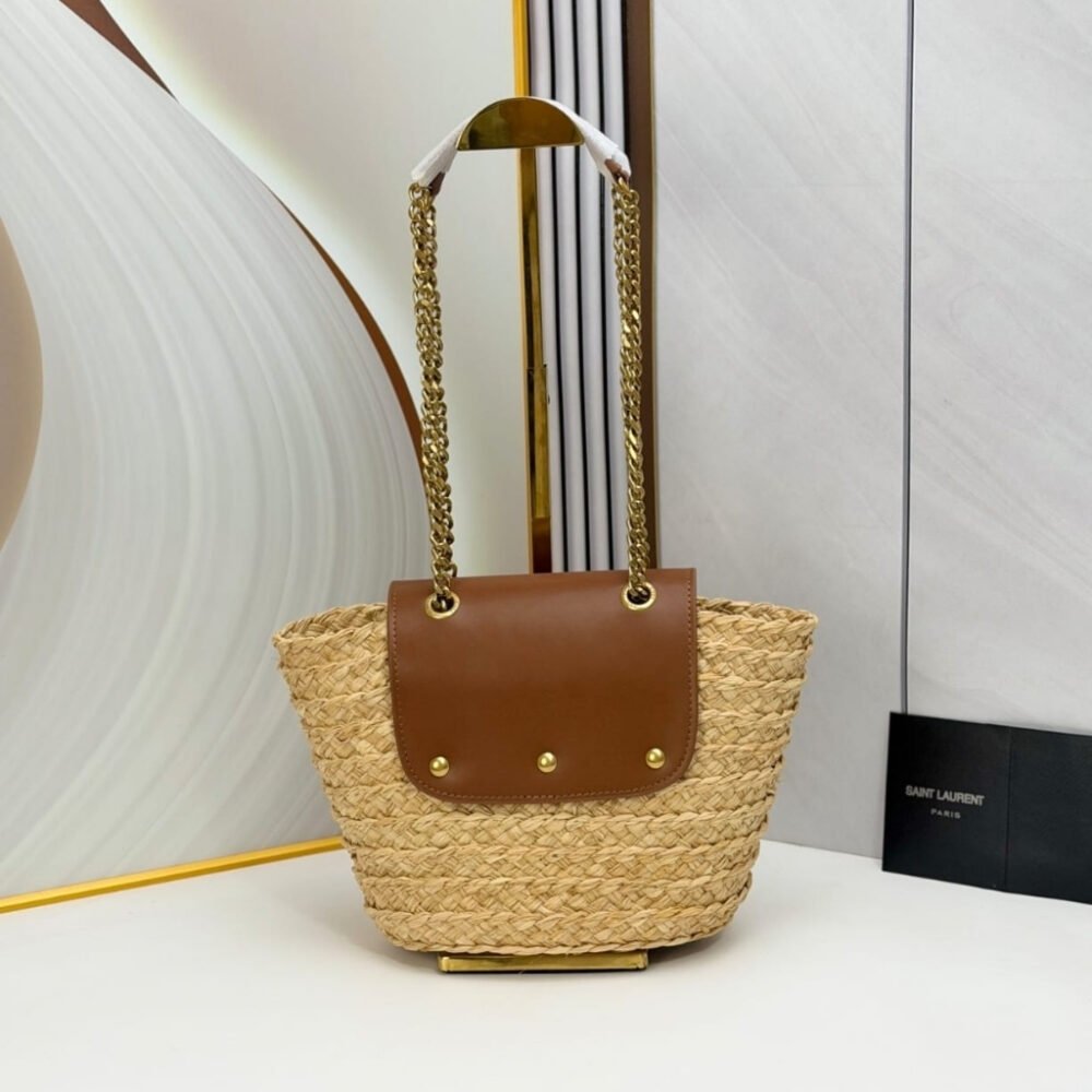 Saint Laurent Mini Manon In Raffia And Tanned Leather 23Cm 774269GAAED9051
