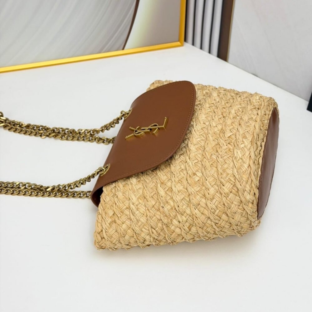 Saint Laurent Mini Manon In Raffia And Tanned Leather 23Cm 774269GAAED9051