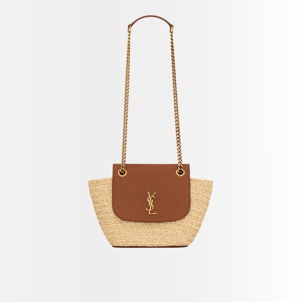 Saint Laurent Mini Manon In Raffia And Tanned Leather 23Cm 774269GAAED9051