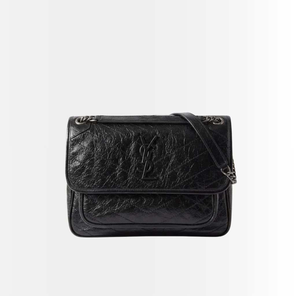 Saint Laurent Niki Medium In Vintage Leather Black With Silver Hardware 28Cm