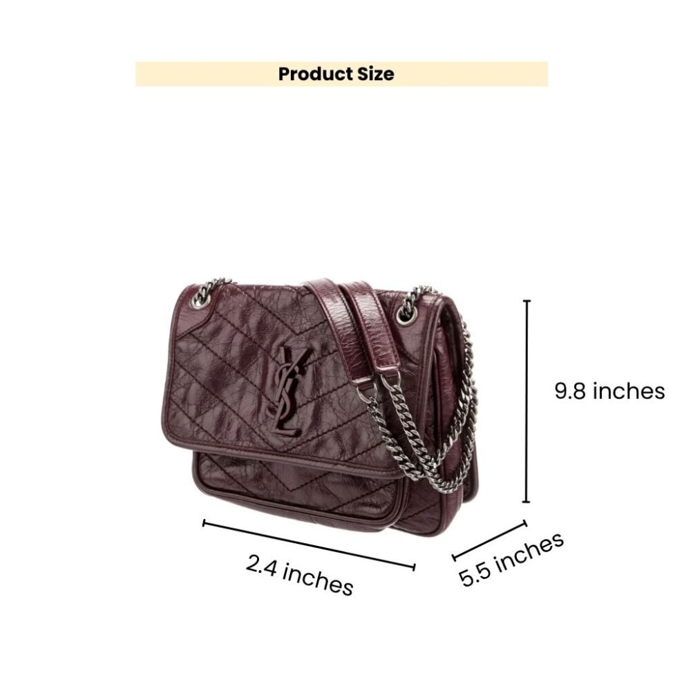 Saint Laurent Niki Medium Shoulder Bag In Burgundy 28Cm