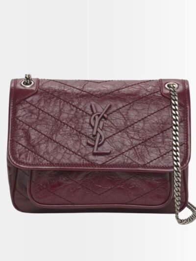 Saint Laurent Niki Medium Shoulder Bag In Burgundy 28Cm