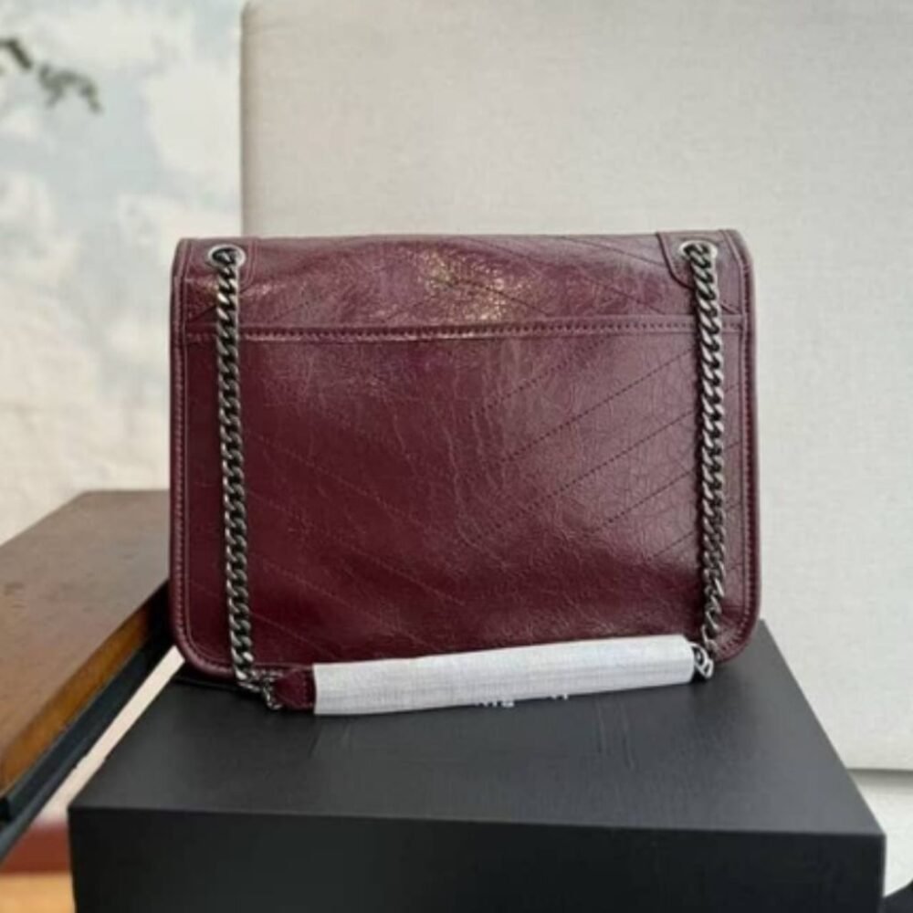 Saint Laurent Niki Medium Shoulder Bag In Burgundy 28Cm