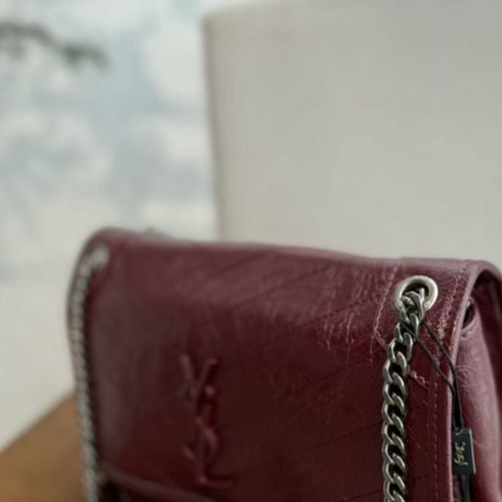 Saint Laurent Niki Medium Shoulder Bag In Burgundy 28Cm