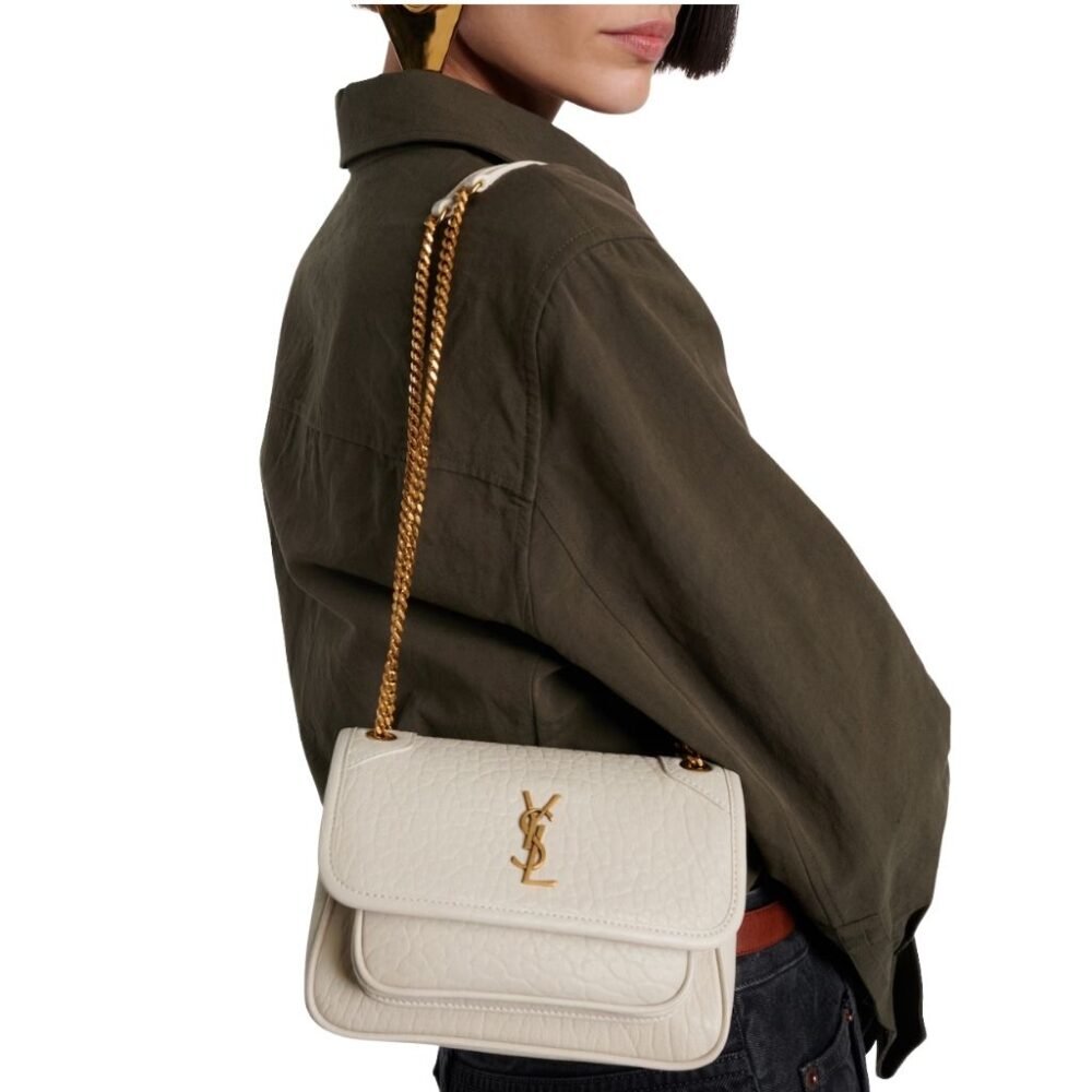Saint Laurent Niki Vintage Medium In Grained White 28Cm 633178AACYT9207