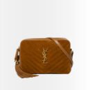 Saint Laurent Suede Matelasse Monogram Lou Camera Bag Brown 23cm