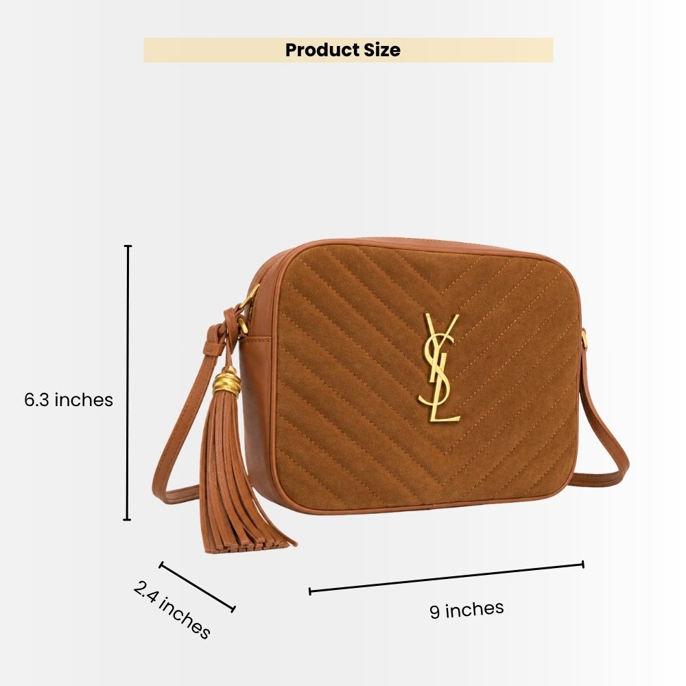 Saint Laurent Suede Matelasse Monogram Lou Camera Bag Brown 23cm