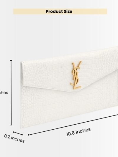 Saint Laurent Uptown Pouch In Crocodile Embossed Shiny Leather White 27Cm 565739DND0J9207