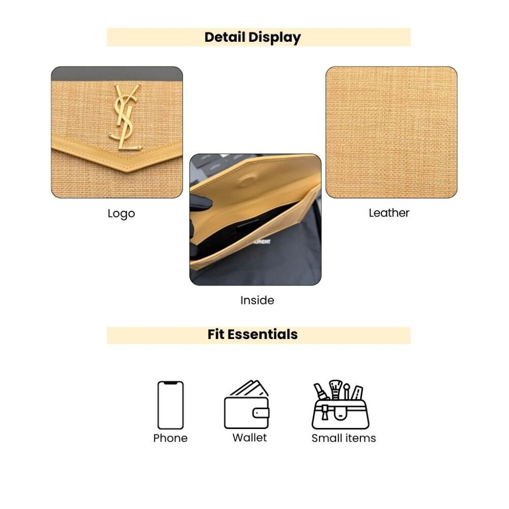 Saint Laurent Uptown Pouch In Micro Raffia Natural Beige 5657392UF2W9985