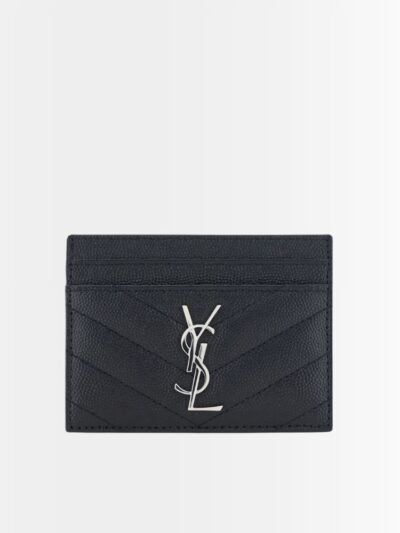 Saint Laurent Wallet Chevron And Logo Card Holders Black 10Cm