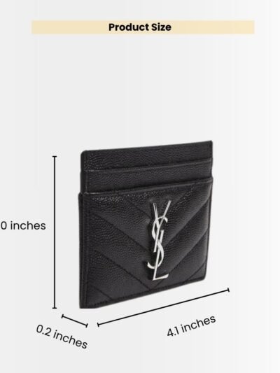 Saint Laurent Wallet Chevron And Logo Card Holders Black 10Cm