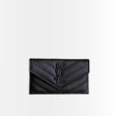 Saint Laurent Wallet in Grained Leather Black Hardware 13cm