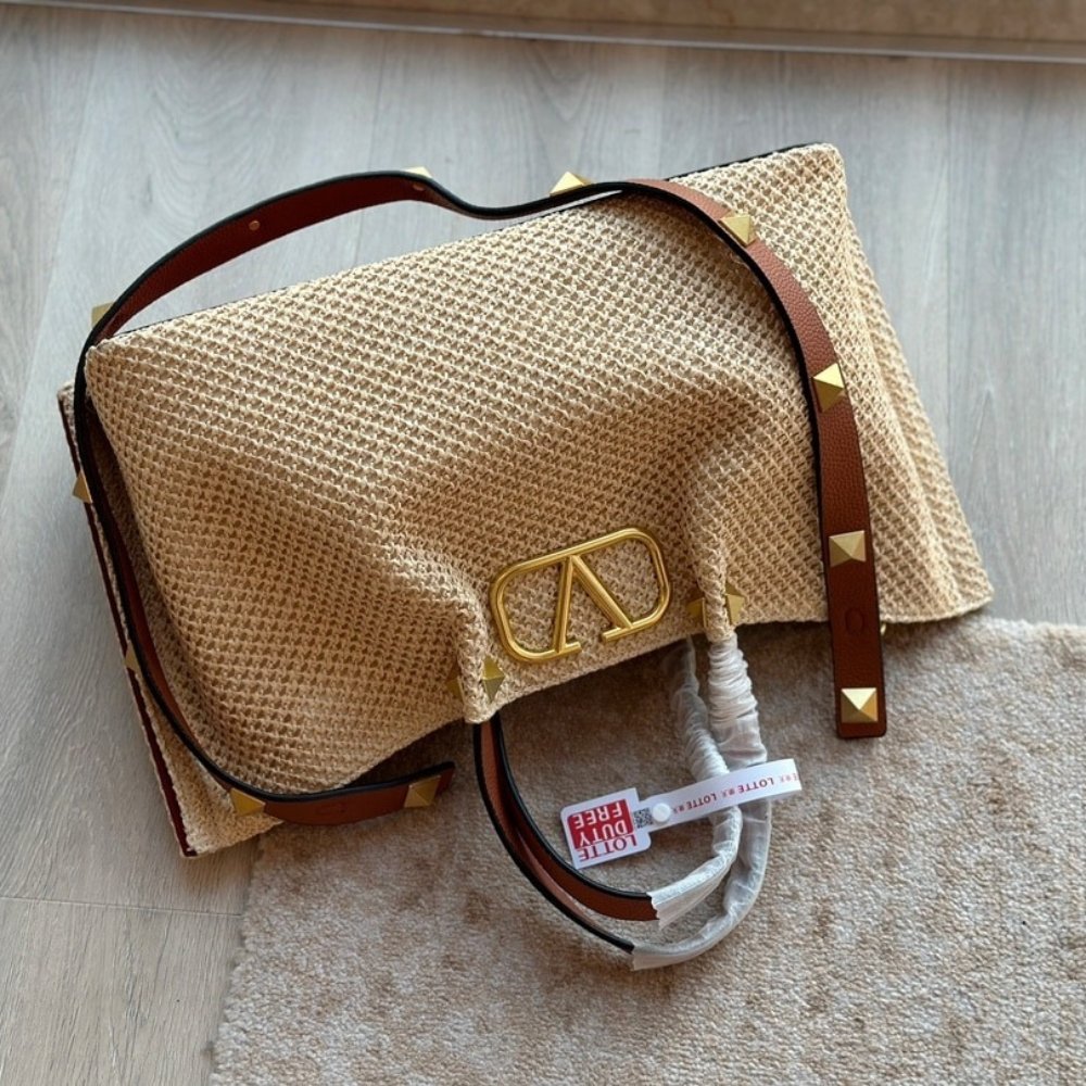Valentino Garavani Medium Straw Summer Tote Beige 35Cm 7W2B0K39CE D84