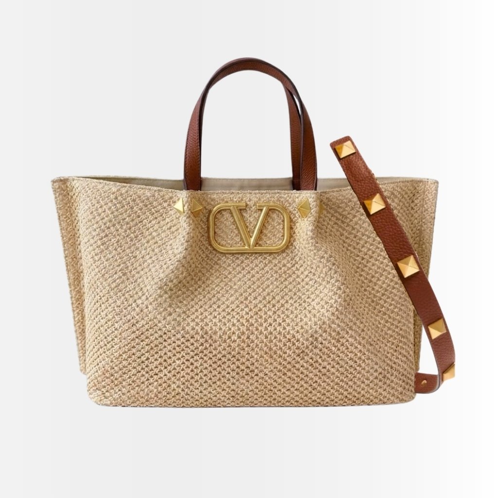 Valentino Garavani Medium Straw Summer Tote Beige 35Cm 7W2B0K39CE D84